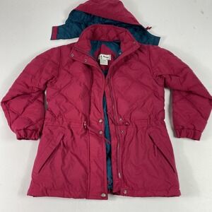 L.L. Bean Coat Womens S Pink Nylon Puffer Hooded Insulated Down Quilted